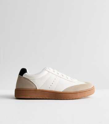 White Leather-Look Low Top Trainers 