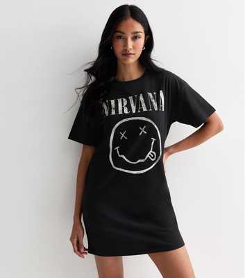 Black Cotton Nirvana Logo Oversized T-Shirt