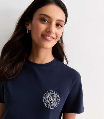 Navy Crest Motif T-Shirt