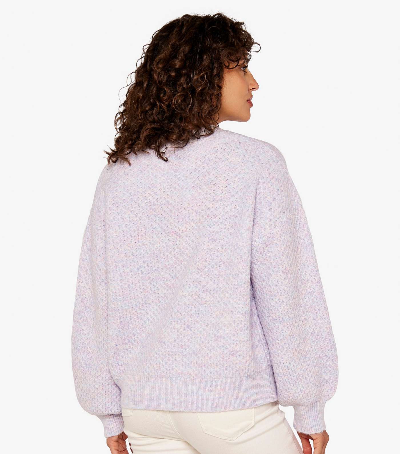 Apricot Lilac Waffle Knit Crew Neck Jumper Image 3