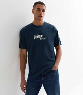 Navy Cotton Classic Car Front and Back Logo T-Shirt