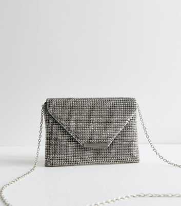 Silver Diamanté Clutch Bag