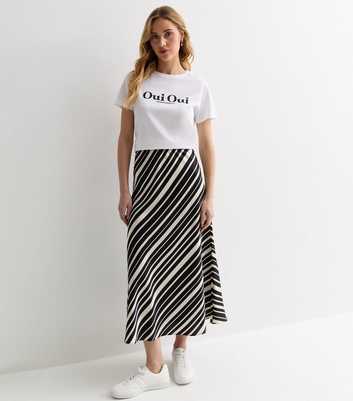 Gini London Mono Stripe Bias Midi Skirt