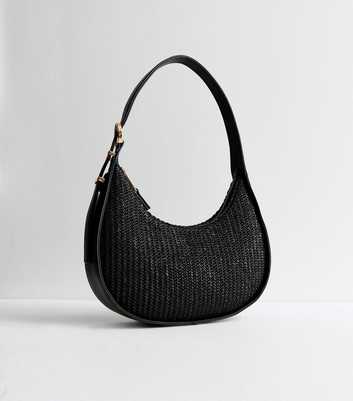 Black Raffia Shoulder Bag