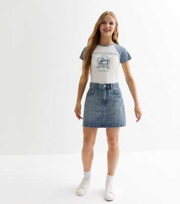 Girls Blue Denim Mini Skirt