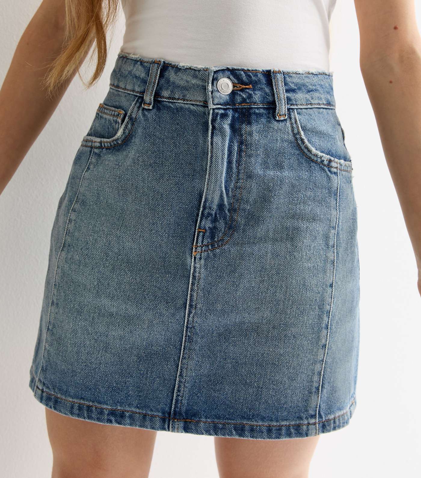Girls Blue Denim Mini Skirt Image 2