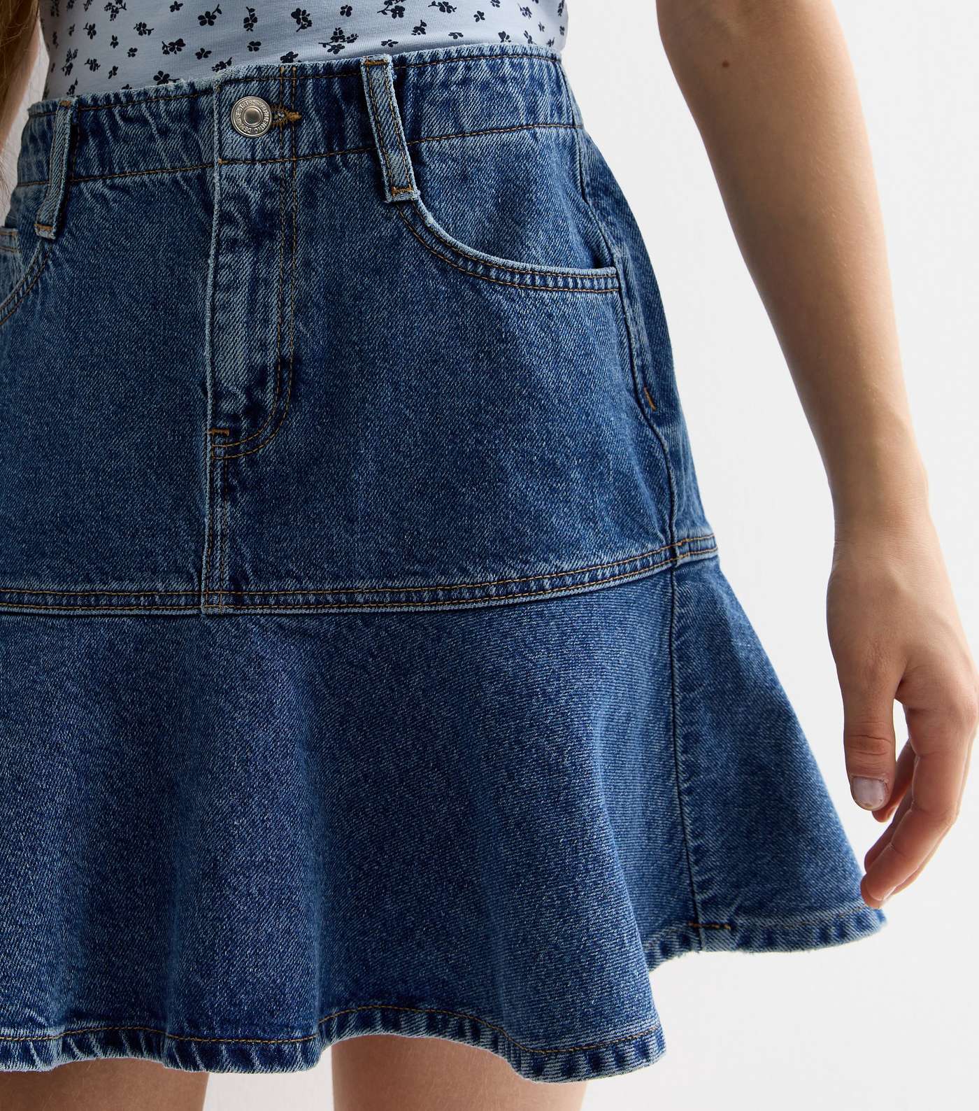 Girls Blue Denim Peplum Skirt Image 2