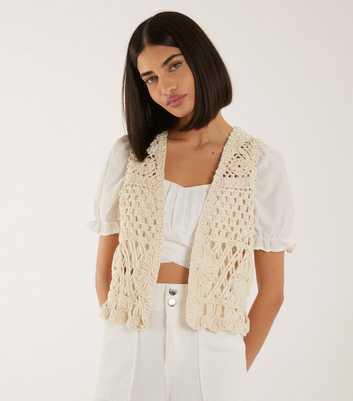 Pink Vanilla Stone Crochet Waistcoat