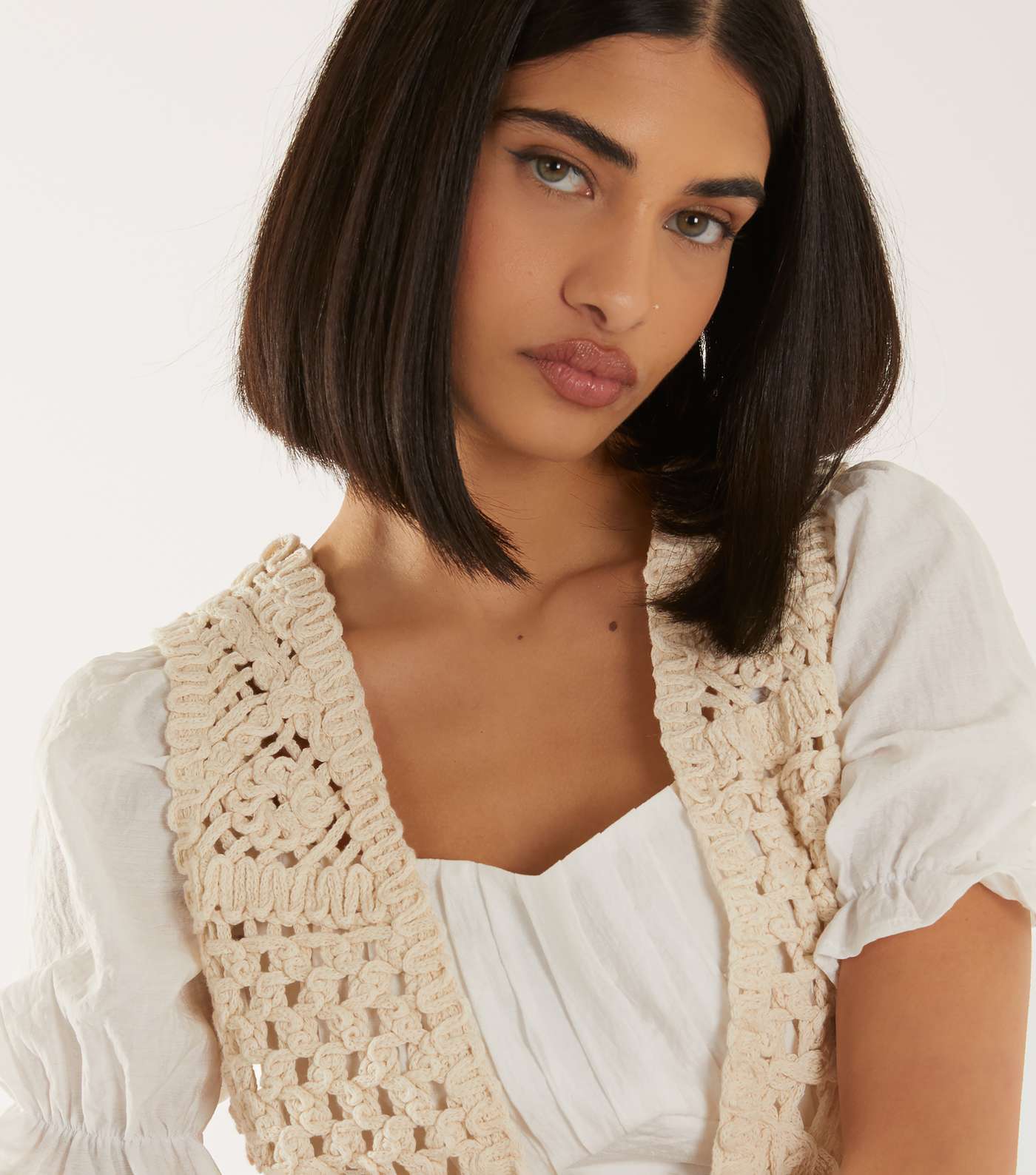 Pink Vanilla Stone Crochet Waistcoat Image 3