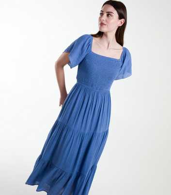 Blue Vanilla Blue Square Neck Tiered Midi Dress