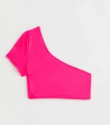 Gini London Neon Pink One-Shoulder Bikini Top 