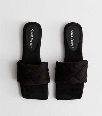Public Desire Black Woven Strap Mule Sandals