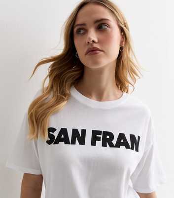 White Cotton San Fran Logo Oversized T-Shirt