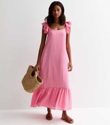 Gini London Pink Ruffle Maxi Dress