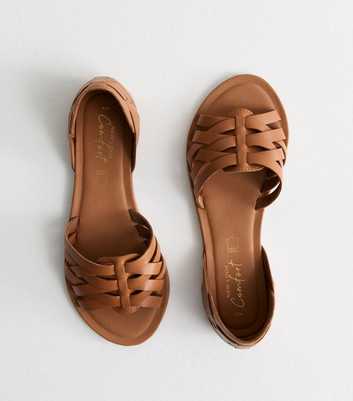 Tan Leather-Look Two Part Sandals