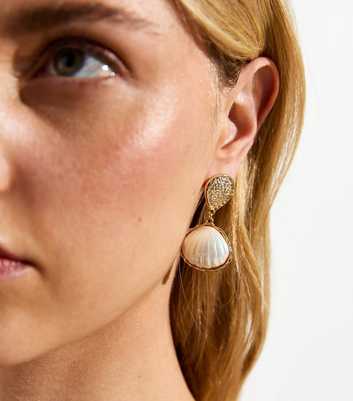 Gold Iridescent Shell Drop Earrings