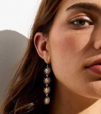 Gold Sun Chain Drop Earrings