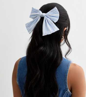 Blue Stripe Bow Hair Slide