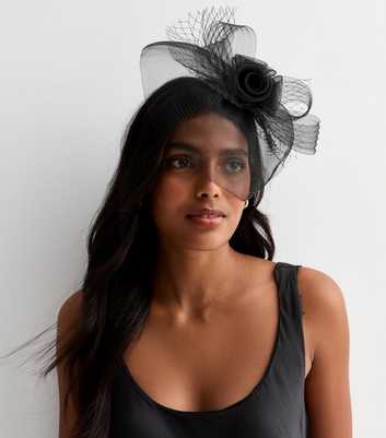 Black Mesh Large Flower Fascinator Headband