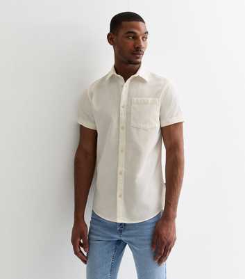 Jack & Jones Off White Textured Short Sleeve Shirt 