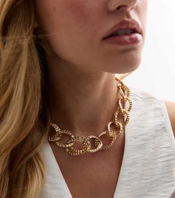 Gold Open Circle Chunky Link Necklace