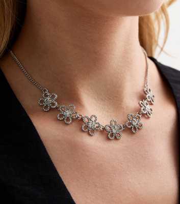 Crystal Diamanté Flower Chain Necklace