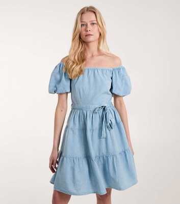 Blue Vanilla Blue Puff Sleeve Tiered Mini Dress