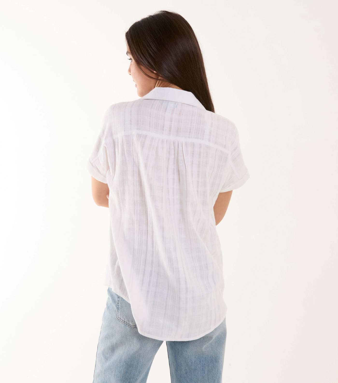 Blue Vanilla White Cotton Short Sleeve Shirt Image 4