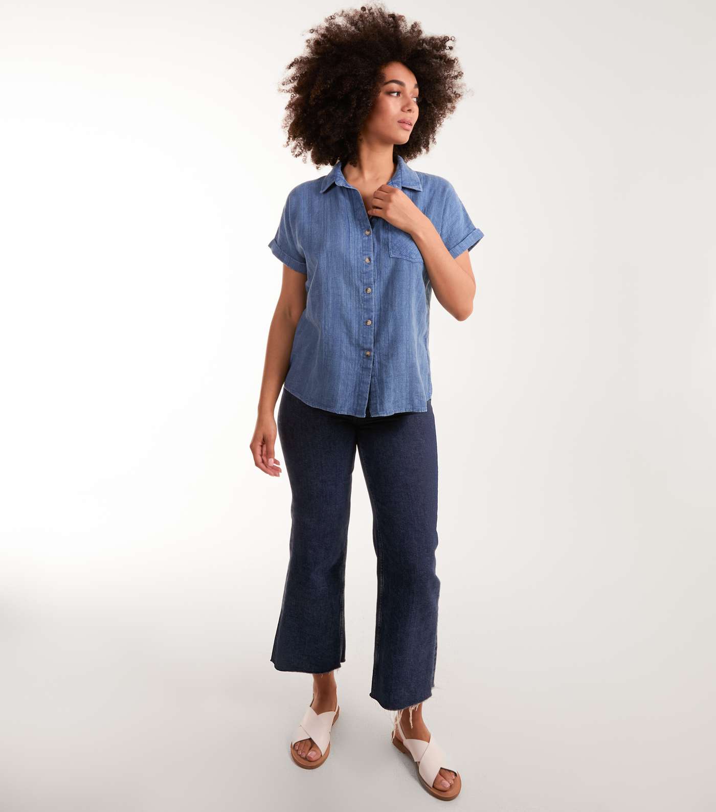 Blue Vanilla Blue Patterned Cotton Short Sleeve Shirt Image 2