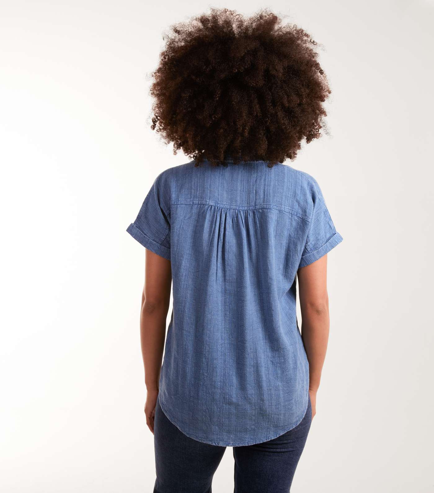 Blue Vanilla Blue Patterned Cotton Short Sleeve Shirt Image 4