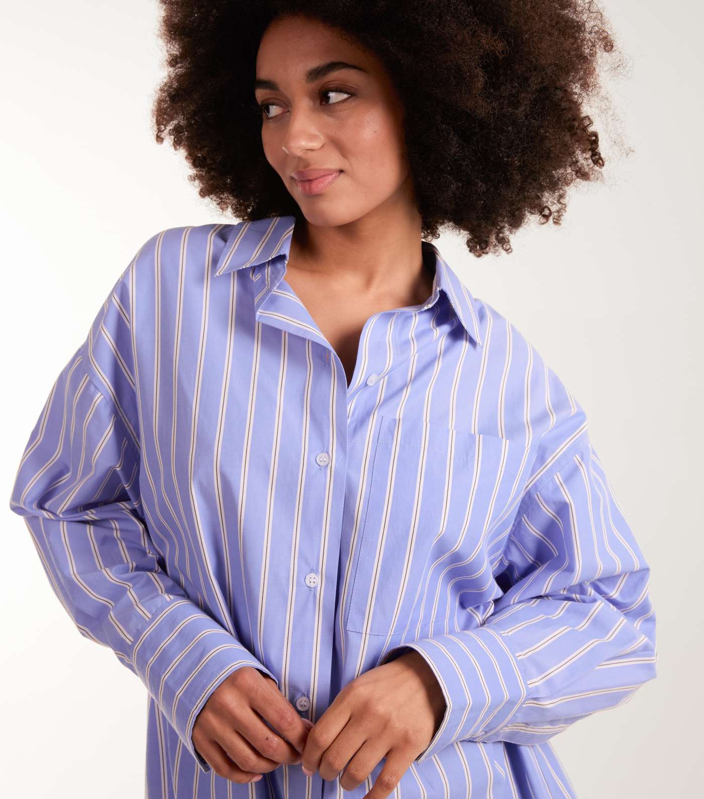 Blue Vanilla Blue Stripe Oversized Shirt Image 3
