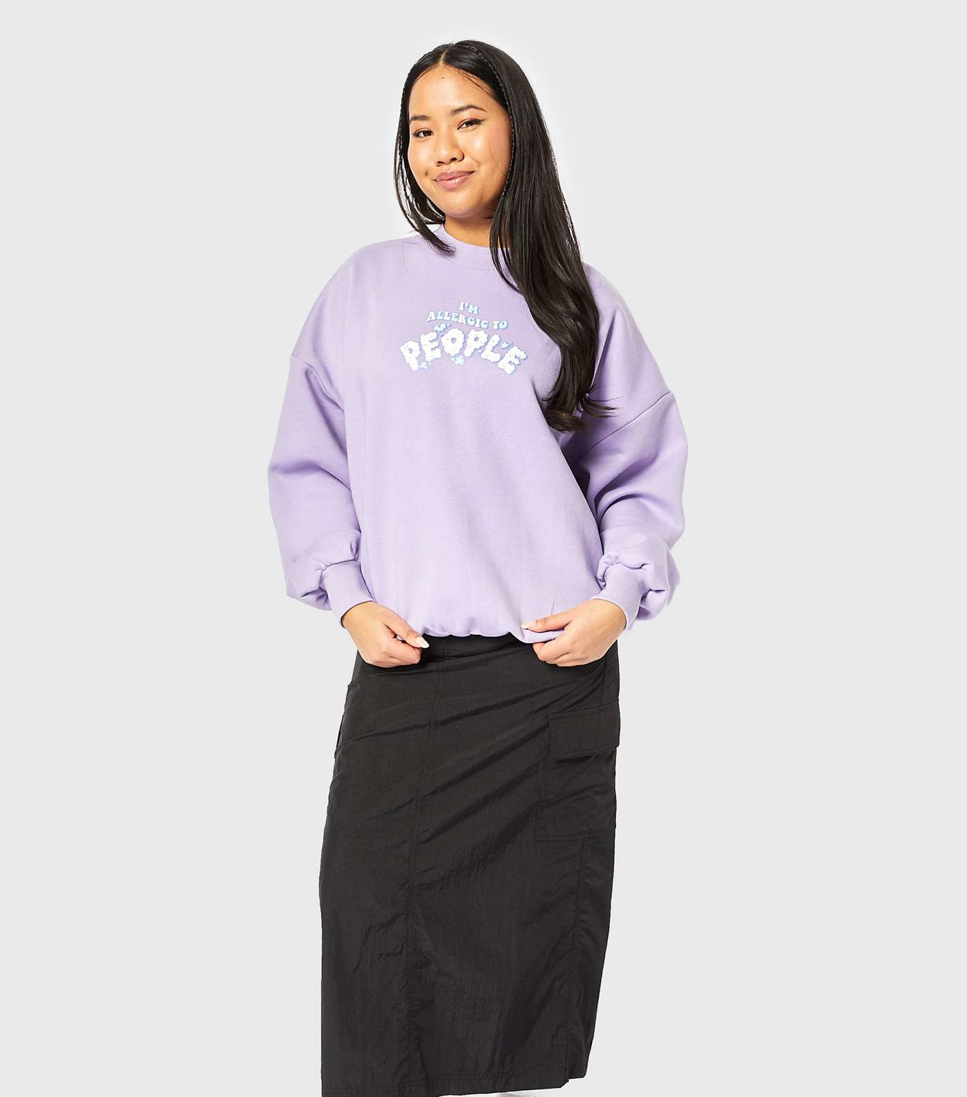 Skinnydip Lilac Allergic To People Oversized Sweatshirt Image 2