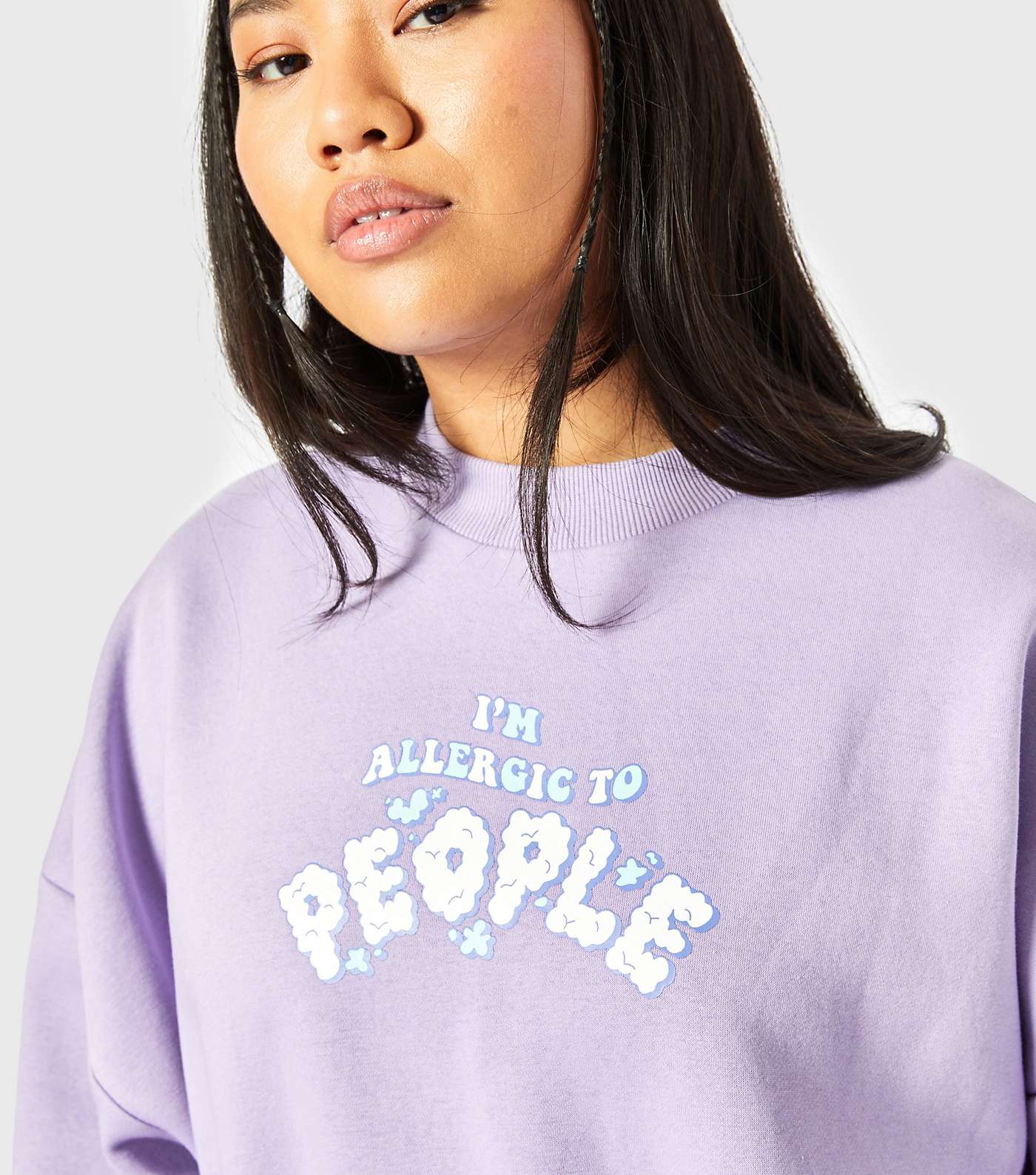 Skinnydip Lilac Allergic To People Oversized Sweatshirt Image 4