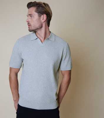 Threadbare Grey Knit Polo Shirt