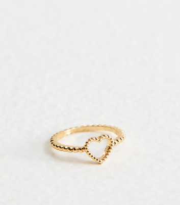 Gold Textured Heart Ring