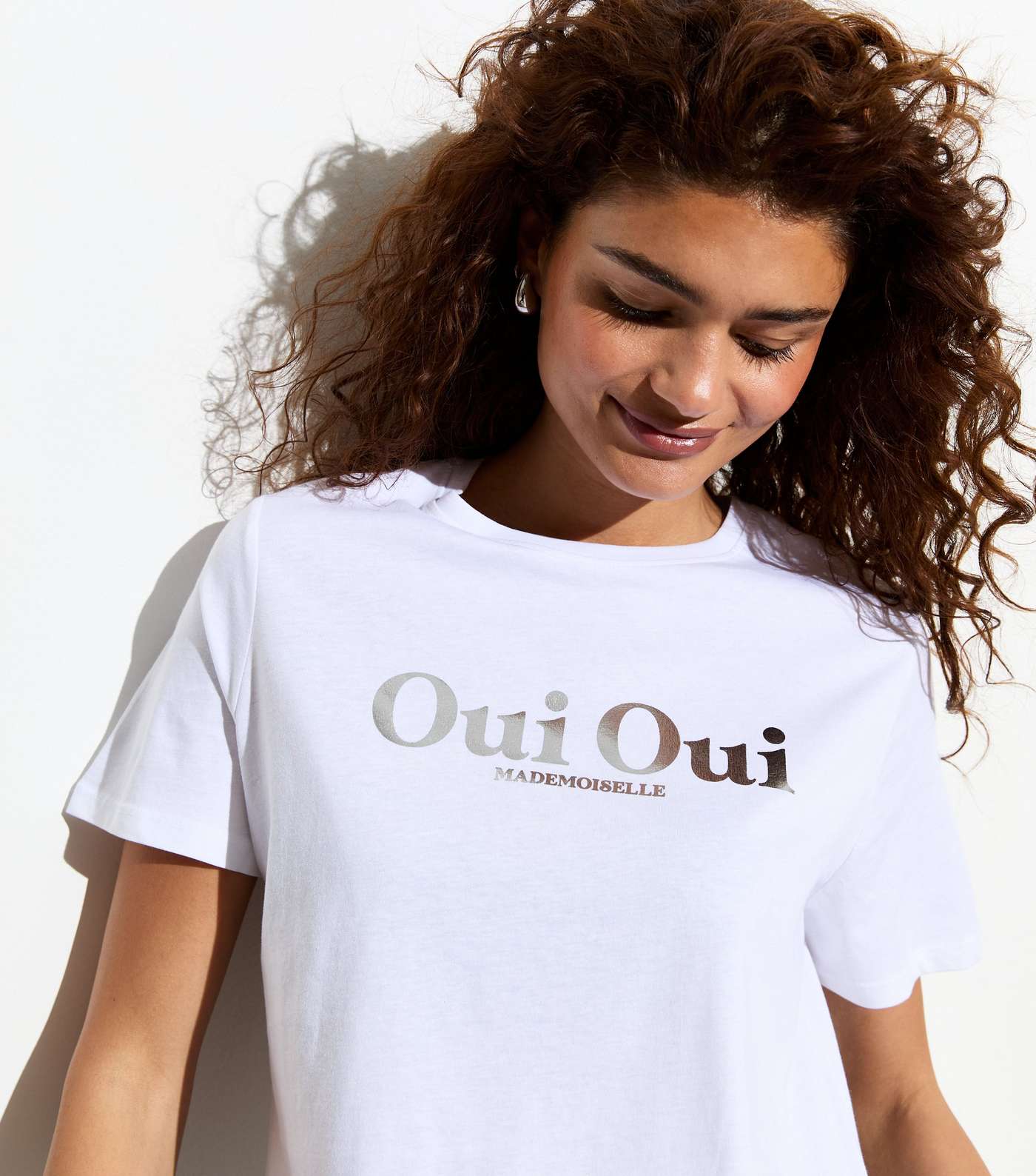 White Cotton Oui Oui Foil Logo T-Shirt Image 2