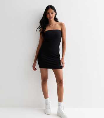 Black Jersey Bandeau Mini Dress