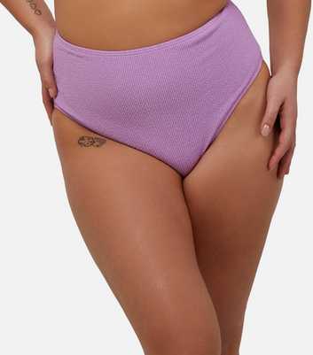 Peek & Beau Lilac Textured High Waist Bikini Bottoms