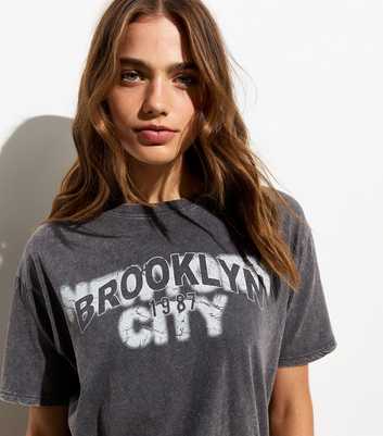 Dark Grey Brooklyn City Logo Oversized T-Shirt