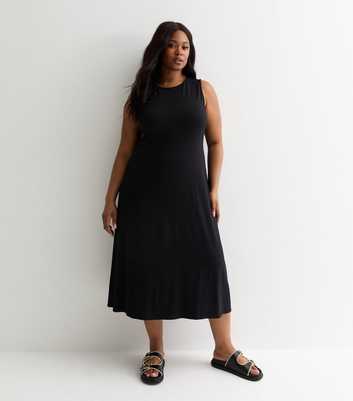 Curves Black Jersey Midi Dress