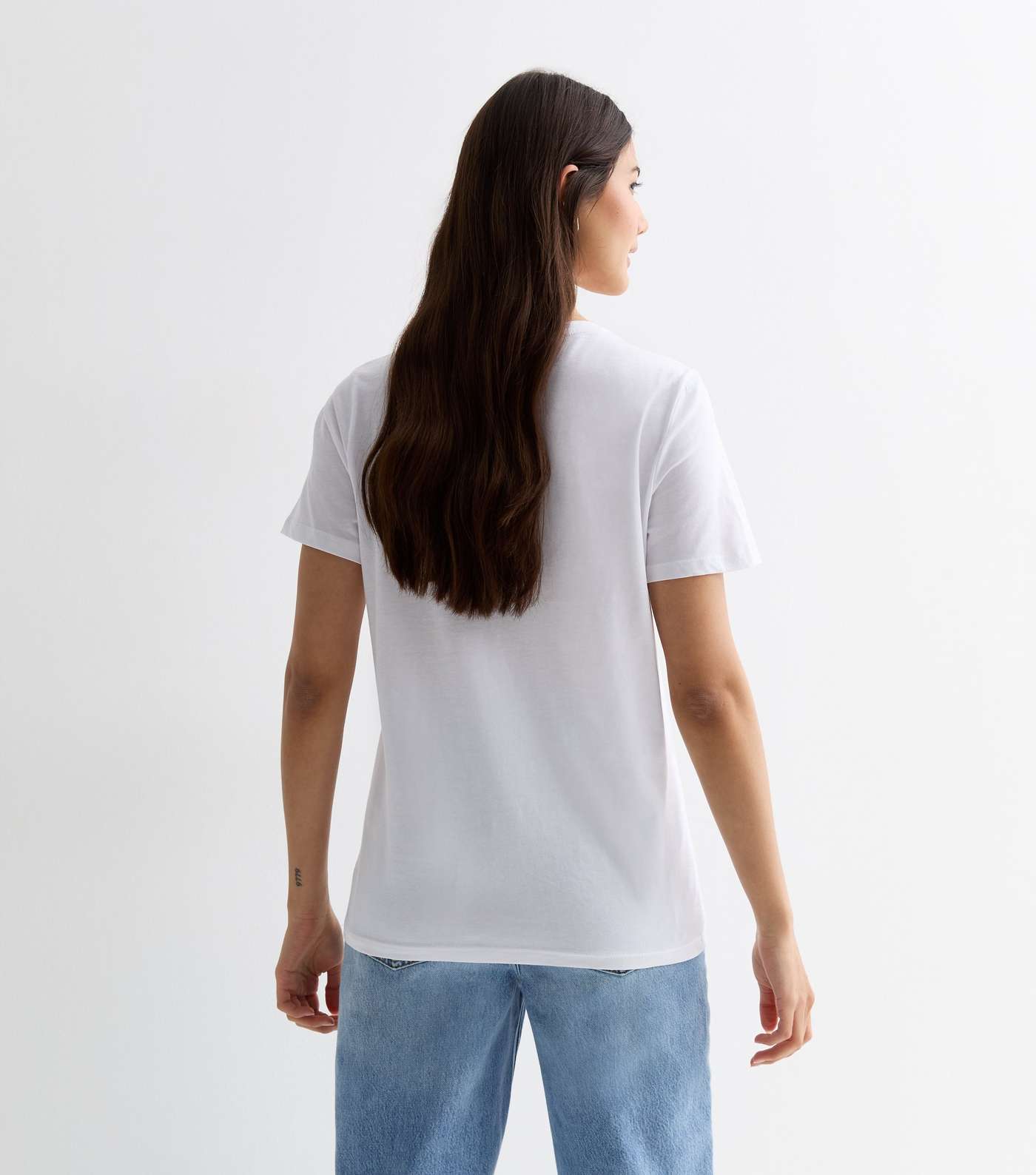 White Cotton Bow Logo T-Shirt Image 4