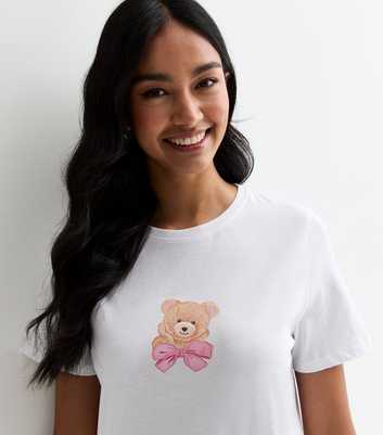 White Teddy Print Girlfriend T-Shirt