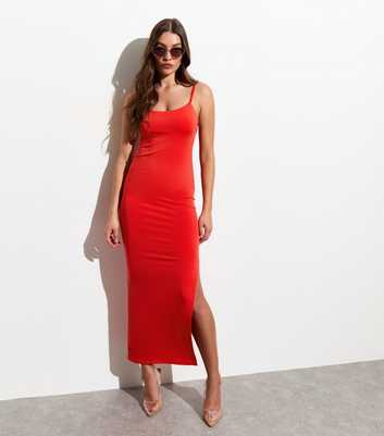 Red Low Back Strappy Maxi Dress