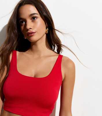 Red Square Neck Crop Top