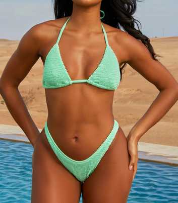 Moda Minx Light Green Textured Brazilian Bikini Bottoms 