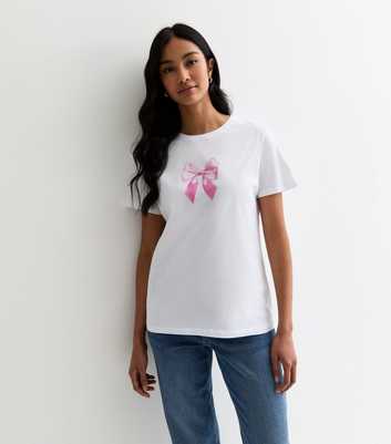 White Bow Print T-Shirt