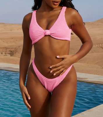 Moda Minx Pink Textured Brazilian Bikini Bottoms 