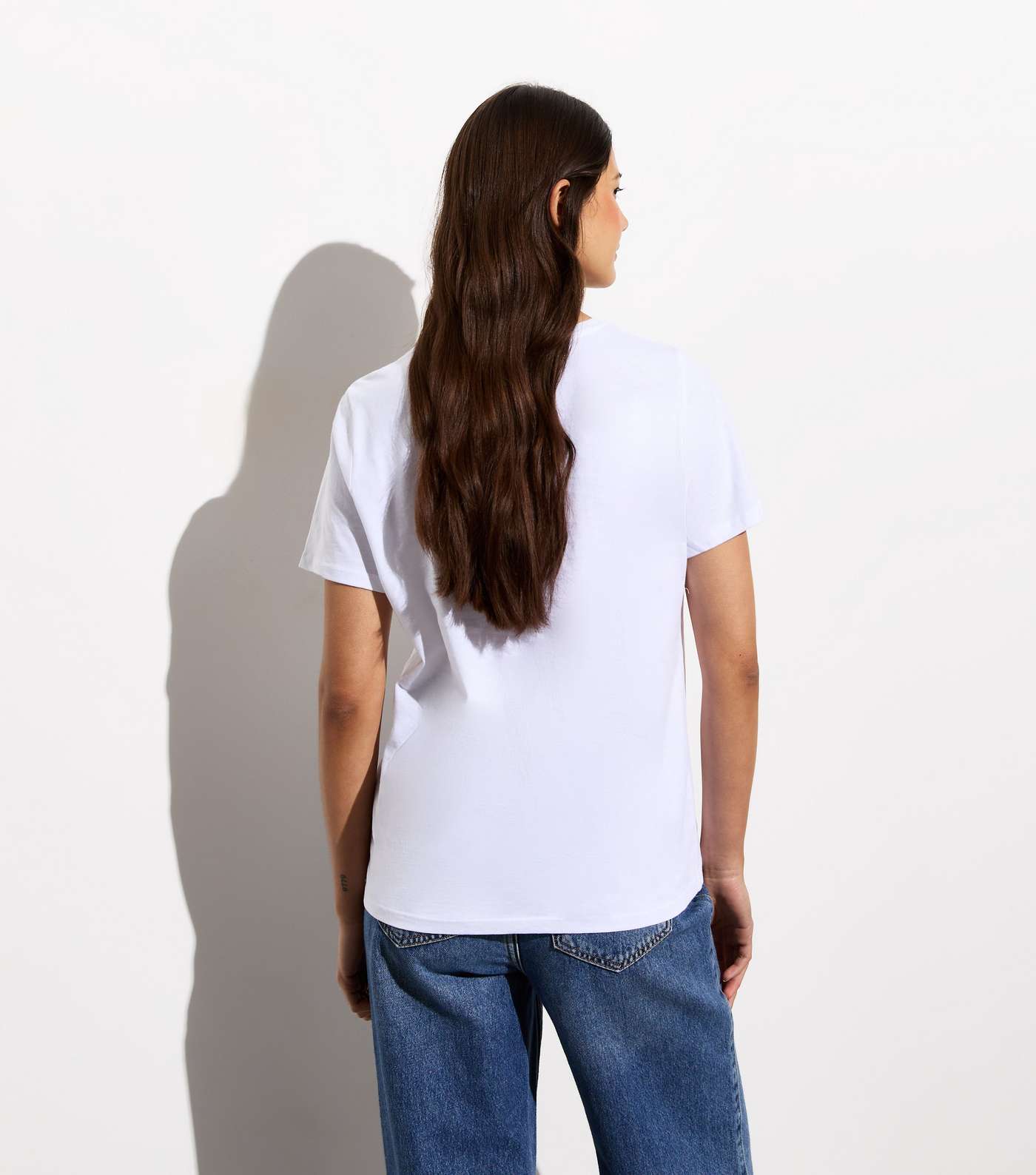 White Cotton Bow Print Girlfriend T-Shirt Image 4