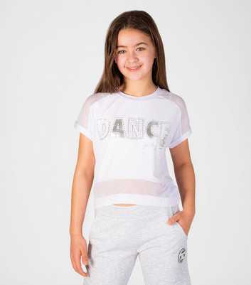 Pineapple Girls White Dance Slogan Mesh Crop T-Shirt