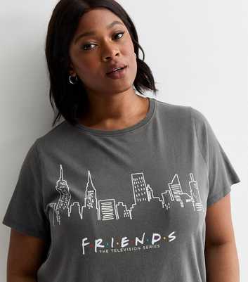 Curves Dark Grey Friends Logo Cotton T-Shirt